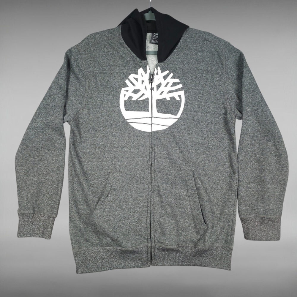 Timberland Kids Gray Zip Up Hoodie‎ Fleece Jacket Youth Small 8